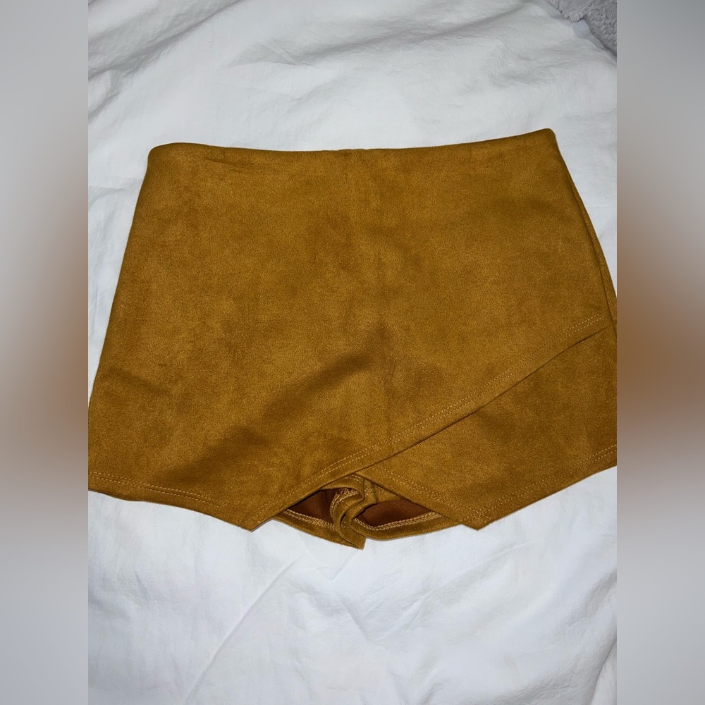 Mustard Yellow Suede Skort